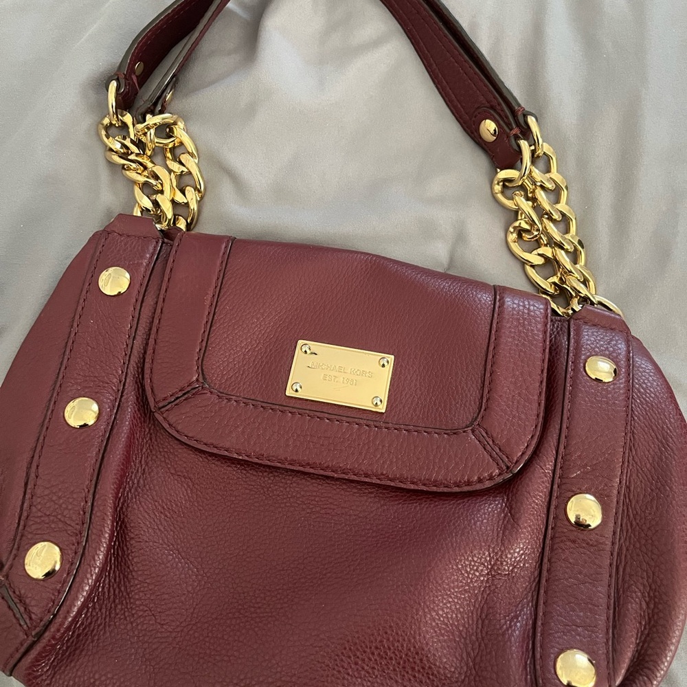 Michael Kors Brown and Gold Shoulder Bag with Chain Strap